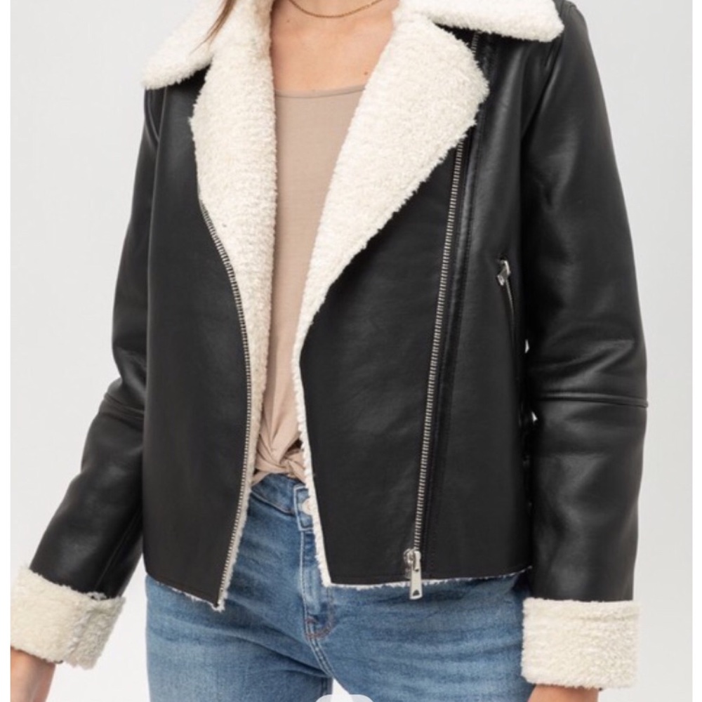 Faux Shearling Biker Jacket - Picture 2 of 5